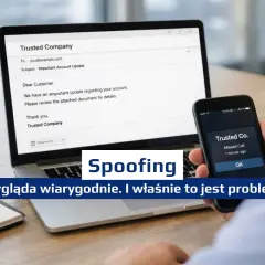 Oszustwo spoofingowe: fałszywy e-mail i powiadomienie o nieodebranym połączeniu wyglądają wiarygodnie, co jest problemem.