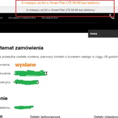 Status zamówienia: wysłane. Twoje zamówienie na 6 miesięcy za 0 zł w Smart Plan LTE 59.99 bez telefonu jest w drodze.