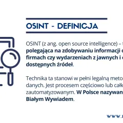 Grafika wyjaśnia, osint co to: technika zdobywania informacji z jawnych źródeł, znana też jako Biały Wywiad.