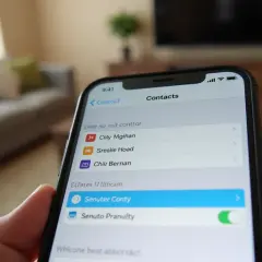 Jak usunąć kontakt z WhatsApp? Na ekranie telefonu widać listę kontaktów, gdzie można zarządzać swoimi danymi.