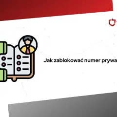 Ikona telefonu i książki adresowej z pytaniem "Jak zablokować numer prywatny?".