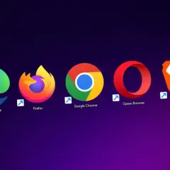 Ikony przeglądarek: Microsoft Edge, Firefox, Google Chrome, Opera, Brave. Dowiedz się, jak włączyć sprawdzanie lokalizacji w przeglądarce.