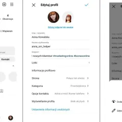 Ekran edycji profilu na Instagramie. Widzisz opcje zmiany zdjęcia, nazwy, biogramu i linków, co jest kluczowe, gdy zastanawiasz się, jak założyć Instagram.