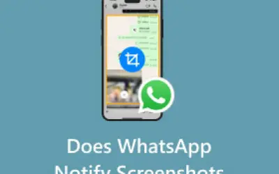 Czy na WhatsApp widac ss? Telefon z ikoną aparatu i tekstem "Does WhatsApp Notify Screenshots".