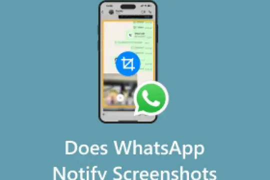 Czy na WhatsApp widac ss? Telefon z ikoną aparatu i tekstem "Does WhatsApp Notify Screenshots".
