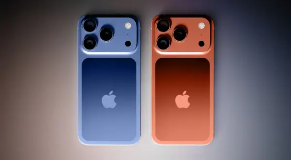 Dwa telefony Apple w kolorach niebieskim i miedzianym, z potrójnymi aparatami. Czy to już najnowszy iPhone?