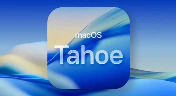 Ikona aplikacji macOS Tahoe z błękitnym, falistym tłem.