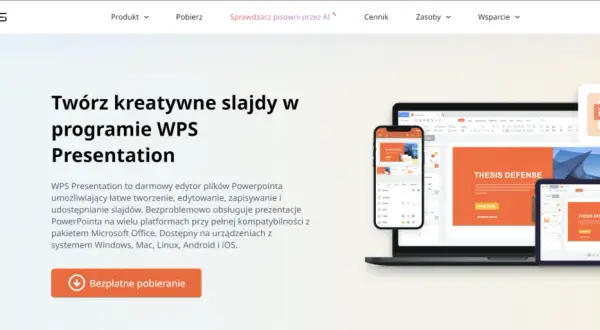 Darmowa aplikacja do prezentacji WPS Presentation pozwala tworzyć, edytować i udostępniać slajdy na wielu urządzeniach.
