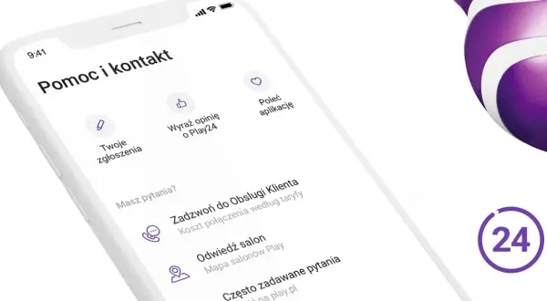 Aplikacja Play24 oferuje pomoc i kontakt. Zobacz swoje zgłoszenia, wyraź opinię lub poleć aplikację.