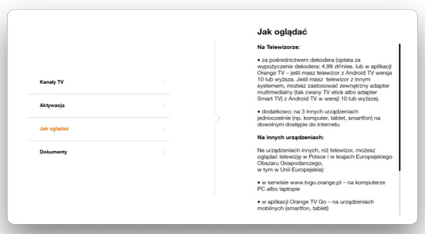 Jak oglądać telewizję Orange na telewizorze i innych urządzeniach. Dowiedz się, jak korzystać z Orange TV Go.