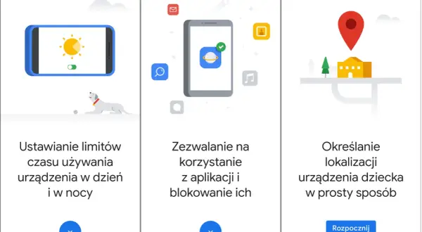 Kontrola rodzicielska Google: ustaw limity czasu, blokuj aplikacje i lokalizuj dziecko.