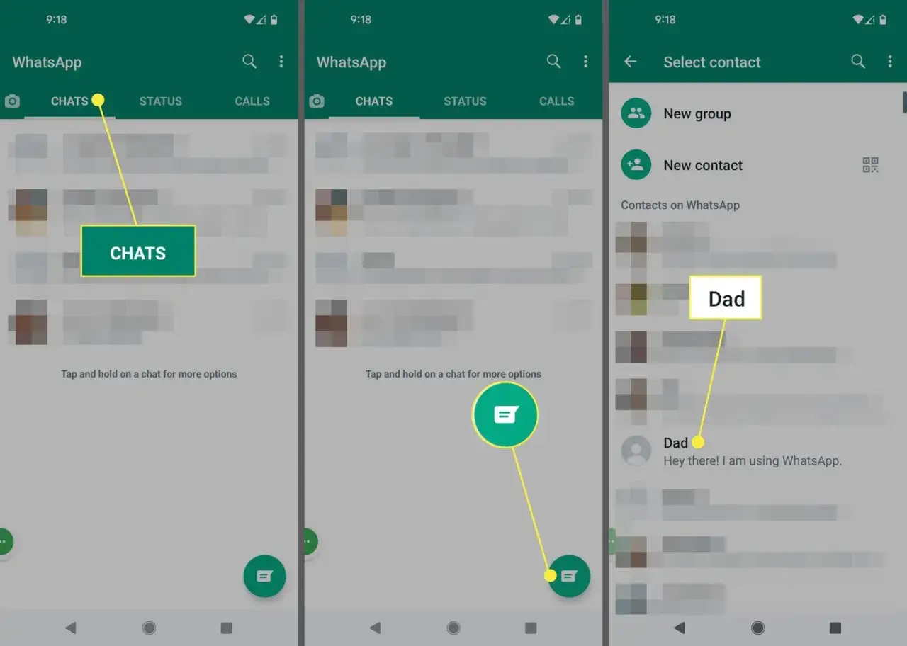 Jak usunąć kontakt z WhatsApp: wybierz czat, a następnie kontakt, aby go usunąć.