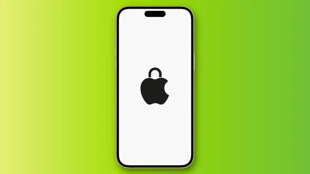 Ikona kłódki na jabłku symbolizuje bezpieczeństwo iPhone'a. Antywirus na iPhone'a zapewnia ochronę przed zagrożeniami.